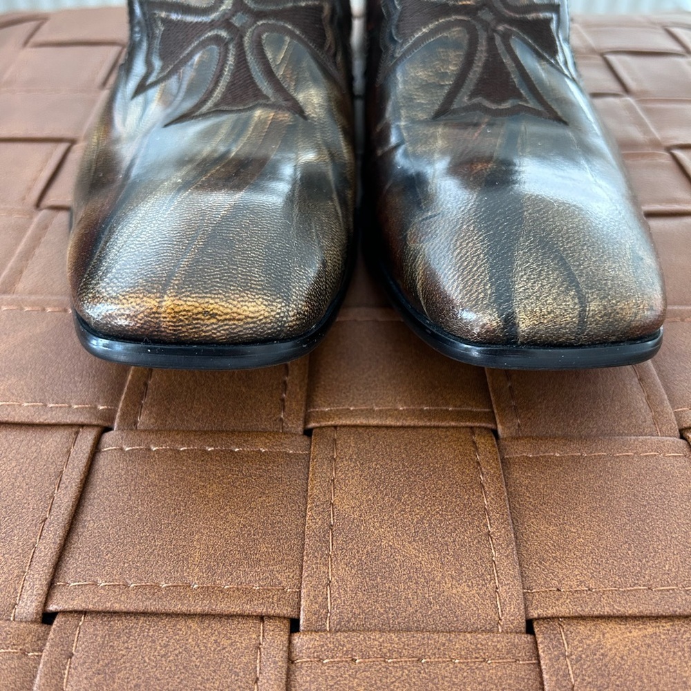 NWT Robert Wayne Embroidered Cross Brown Leather Slip-On Loafers Men’s Size 7 - Picture 4 of 8
